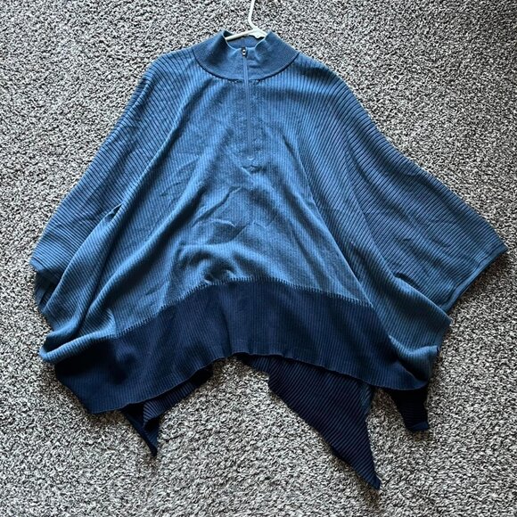 Lululemon Navy Blue Poncho, Womens One Size Merino Wool Cotton Blend - Picture 1 of 6